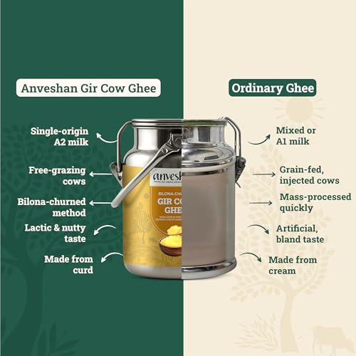 Image of Anveshan A2 Gir Cow Ghee - 2.5L Dolchi | Traditional Bilona Method | Curd- Churned | Cultured | Pure and Nutural | Lactose and Gluten Free | Lab Tested
