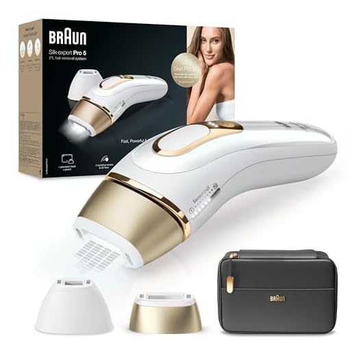 Braun Silk-expert Pro 5 Epilatore Luce Pulsata, Alternativa al Laser, Con 2 Accessori di Definizione, Custodia Grigio Scuro da Viaggio inclusa, Idea Regalo, PL5140 Bianco e Oro