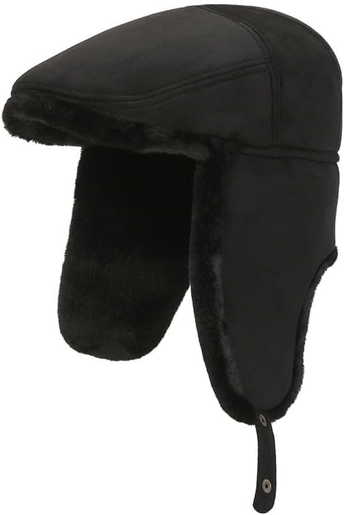 Men's Winter Newsboy Hat Faux Fur Lined Warm Beret Hat Dad Earflap Hats Skull Ski Hats Driving Hunting Fishing Hat Cap Fashion Flat Cap Ear Flap Caps Wool Gatsby Cabbie Cap Cold Weather Newsboy Hat
