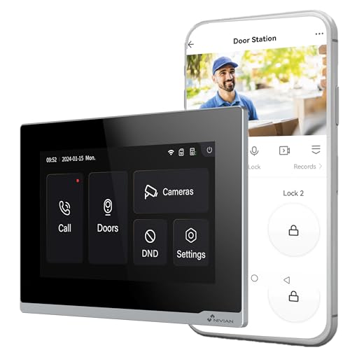 NIVIAN Monitor Adicional 7' para Videoportero Inteligente | Pantalla Táctil Full HD Interior | Compatible con NVS-VIDEOINTERCOM-2W | Conexión 2 Hilos | Monitor Porterillo WiFi App Tuya