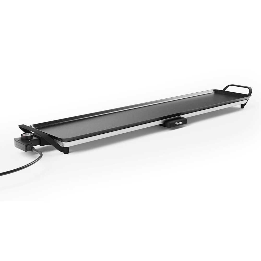 Tristar Griglia da tavolo slim XXL - superficie extra grande di 100 x 22 cm - Termostato regolabile - Rivestimento antiaderente - Vaschetta raccogli grasso removibile - Facile da pulire - BP-2669