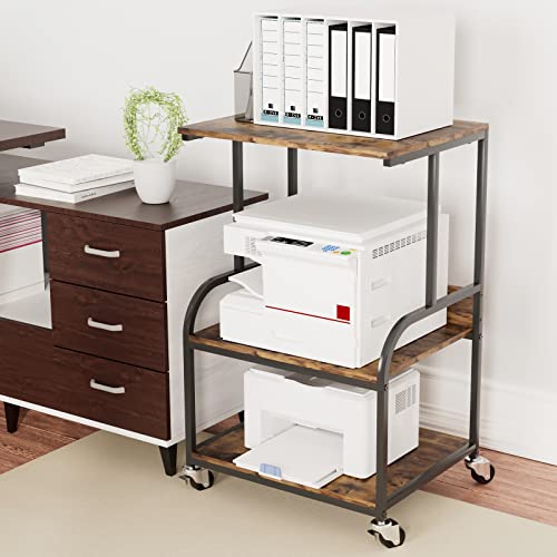 Aboxoo Large 3 Tier Printers Table With Mobile Rolling Wheels,Under Desk Storage Heat Press And Home Printer Stands For Home Office #TOP6