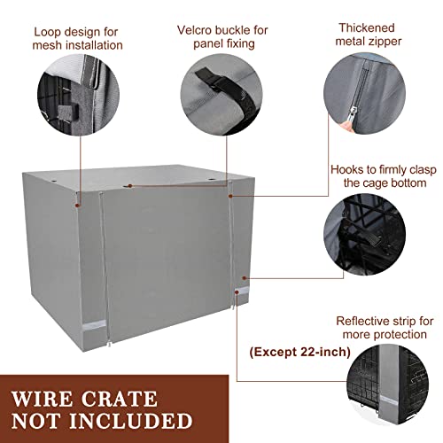 yotache Dog Crate Cover for 24" Small Double Door Wire Dog Cage, Lightweight 600D Polyester Indoor/Outdoor Durable Waterproof & Windproof Pet Kennel Covers, Gray | NO Wire Crate - Image 4
