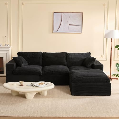 Litbird Canapé modulable d’Angle en L 268 cm avec Fonction lit, canapé Convertible Cloud, Assise Profonde, Mousse Haute densité, sans Montage, Velours...