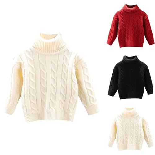 High Neck Sweater for Kids Childs Long Sleeve Plain Color Knitwear Fall Winter Thick Warm Knit Pullover3