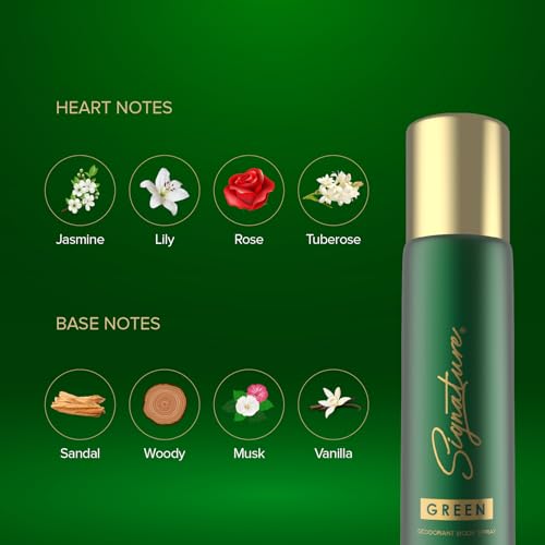 Image of Signature Deodorant Body Spray - Green | Floral Amber Scent | Long Lasting Fragrance | Fights Body Odour | Skin Friendly Deo | Everyday Use | For Men, Women (Unisex) | Pack of 3 (70ml x 3)