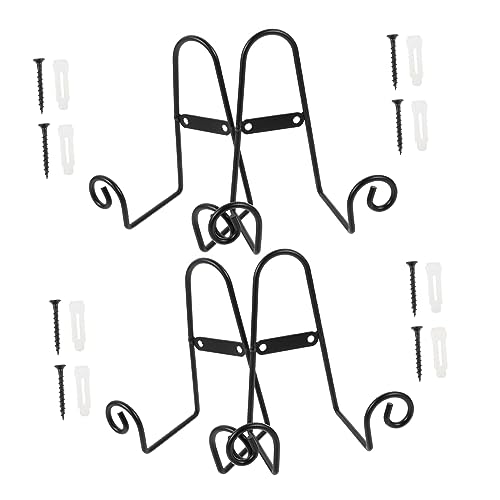 Yardenfun Elegant Sturdy Ceramic Plate Display Stand Iron Plate Holder Dish Storage Rack for Home