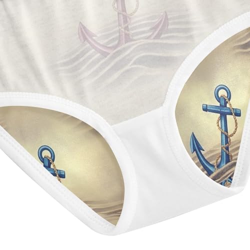 Vintage Anchor Kids Underwear Girls, Toddler Girl Briefs, Cotton Underwear Girls, 2–8 Years4