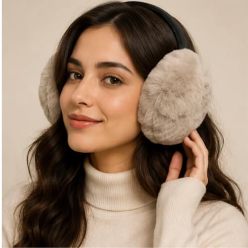 Image of Faux Fur Ear Muffs for Women, Fluffy Plush Winter Earmuffs