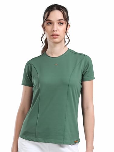 Image of STELLERS Womens Spiumo Cotton Solid Crew Neck T-Shirt Regular Fit | Odour Resistant | Quick Dry | Stretchable | Lightweight