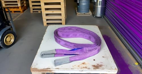 Image of MALA Group of India Industrial Lifting Sling 1 Ton Capacity, 3 Meter Length, 1-Ply Flat Polyester Webbing Sling, Purple | Heavy Duty Lifting Belt for Material Handling, Warehousing & Construction