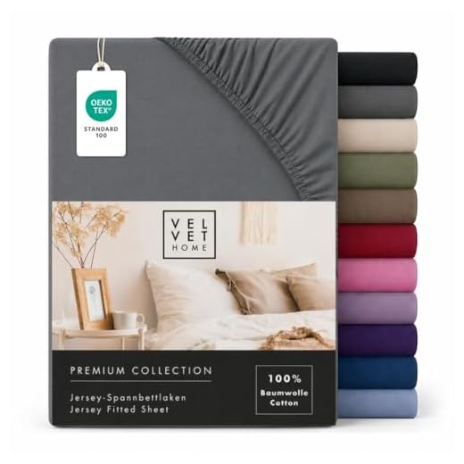VelvetHome Spannbettlaken 180x200cm | 100% gekämmte Baumwolle | Made in EU | 165gsm | Bettlaken 180x200 bis 25 cm Matratzenhöhe | Jersey | Premium Qualität | Schönen Farben | Dunkelgrau 180 x 200 +30