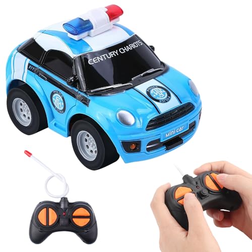 SKIKHN Coche Teledirigido Niños 2 3 4 Años, Juguete de policía Coche teledirigido a Partir de 2 3 años, Juguete de motricidad con Mando a Distancia, Regalos Cumpleaños para Niños Niñas (Azul)