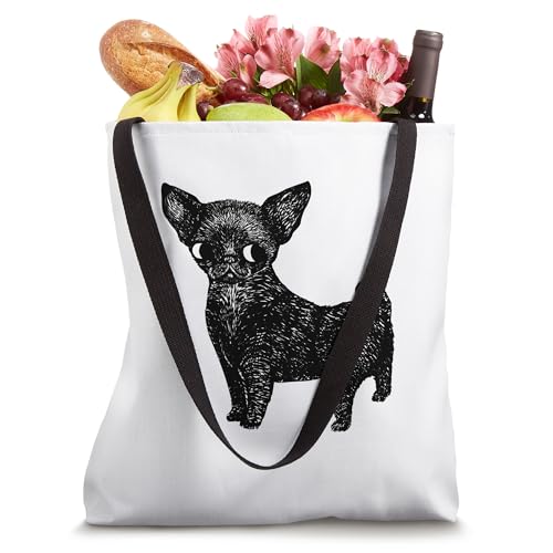 Bolso tote negro con diseño de Chihuahua miniatura 4