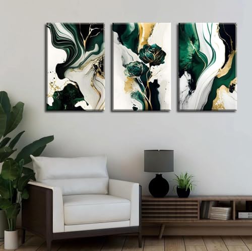 Toile murale vert émeraude 70x100cm affiche marbre abstrait déco maison - 3
