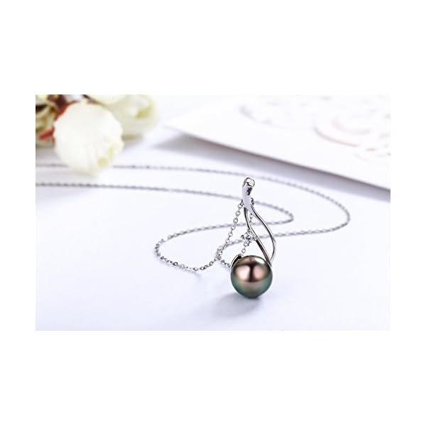 CHAULRI Tahitian Black Pearl Pendant Necklace 18K Gold Over Sterling Silver 19 Inch Adjustible Chain - Real Black Pearls Jewelry Gifts for Women Wife Mom Daughter - Image 3