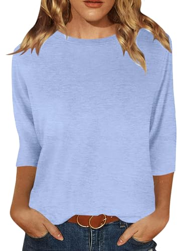 Image of JomeDesign Womens Tops 3 /4 Sleeve Shirts Round Neck Loose Casual Blouses Floral Print Tshirts
