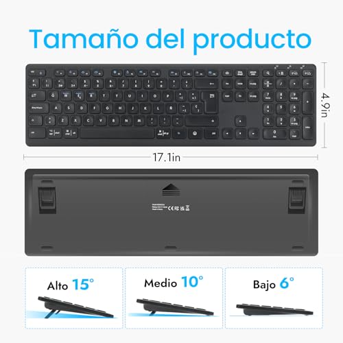 CITLLA Wireless Bluetooth Keyboard, Full Size Multi-Device Keyboard — view 6