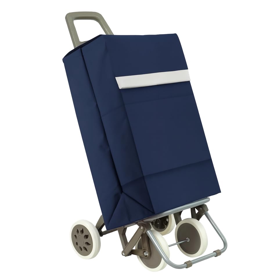 Weida Carro de la Compra 4 Ruedas | Impermeable, Resistente | Mango Ergonómico y Bolsa Impermeable | para Arrastre Cómodo Y Estable | Ideal para Supermercado y Uso Diario | Azul Marino 95cm 42cm 46cm