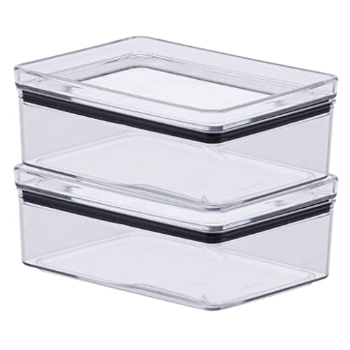 2 Porta Frios Geladeira Pote Hermético Gaveta Acrilico 770ml