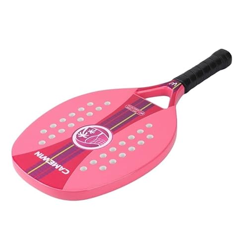 Raquete de Beach Tennis de Fibra de Carbono Camewin Ultra Leve com Capa (Rosa)