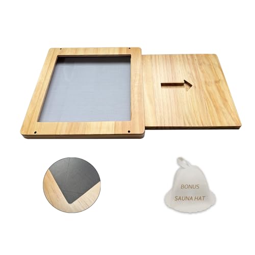 NUIBY 8 Inch Oversized Sauna Air Vent with Sauna Hat, Grille Steam Room Air Vent Sauna Window Sauna Ventilation, Adjustable Air Gap with Net, Sauna Exhaust Vent