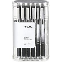 TUL Retractable Gel Pens, Fine Point, 0.5 mm, Gray Barrel, Black Ink, Pack Of 12 Pens
