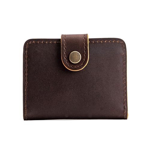 Image of Portland Leather Goods Women's Mini Bifold Wallet - Slim, Palm-Sized Design with Secure Snap Closure, 2 Card Slots, 2 Cash Slots & Zippered Coin Pocket - Grizzly