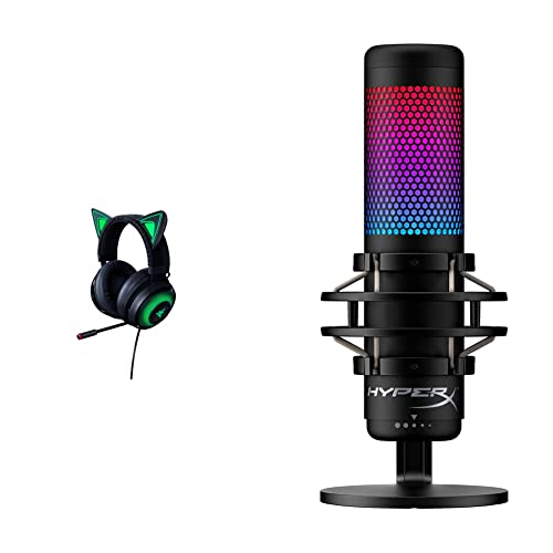Razer Kraken Kitty - Gaming Headset schwarz & HyperX QuadCast S – RGB USB–Kondensatormikrofon für PC, PS4 und Mac, Vibrations-und stoßgeschützt, Poppschutz, Gaming, Streaming, Podcasts