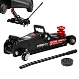 STREND PRO Premium Gato hidráulico de Carretilla 2,5 t, Perfil bajo, Altura 80-360 mm, con Ruedas y Adaptador de Goma para Coche