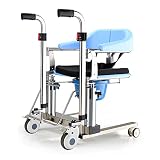 Verbesserter Patientenlifter-Rollstuhl für zu Hause, doppelte hydraulische Patientenhebehilfe, Badezimmerrollstühle mit um 180 ° geteiltem Sitz und Bettpfanne, Transferrollstuhl mit Tabletttisch, 17,