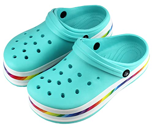 FUREINSTORE Zuecos para Mujeres y Jovenes, Mules Sandalias de Playa Respirable Antideslizante Piscina Jardín Zapatos Mujeres y Jovenes (Turquesa, Numeric_36)