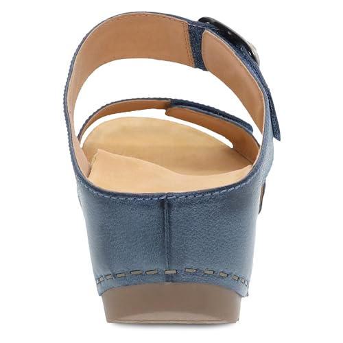 Image of Dansko Tanya Slip-On Wedge Sandal for Women - Cushioned, Contoured Footbed for All-Day Comfort and Support - Hook & Loop Strap with Buckle Detail - Lightweight Rubber Outsole