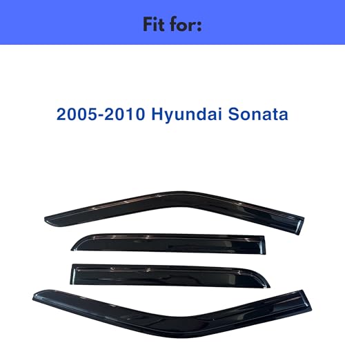 Image of IG Window Visors Fit for 2005-2010 Hyundai Sonata, Out-Channel Rain Guards Vent Wind Deflectors 4PC, Car Accessories for 05-10 Sonata