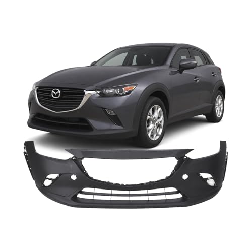 Image of Compatible with Mazda CX-3 2016-2021 Front Bumper Cover | Primed, Chrome Finish, For Chrome Trim Models, Ready to Paint, OEM DF8G50031DBB, MA1000242