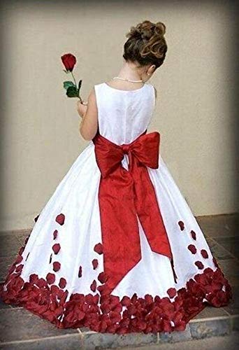 VeraQueen Girl's A Line Sleeveless Pageant Dress Satin Applique Flower Girl's Dress with Bow Knot3