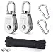 TooTaci Crane Pulley Block M25 Lifting Crane Swivel Hook single Pulley Block Hanging Wire Towing Wheel 304 Stainless Steel - 20 meter Nylon Pulley Line rope & Carabiner Snap Hook Clips - Loading 150 k
