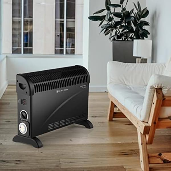 DONYER POWER Riscaldatore elettrico a convettore 2000 W con termostato regolabile e timer 24 HR, nero