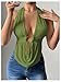 Women's Cute Summer Y2K Halter Top Sexy V Neck Tie Open Back Sleeveless Backless Going Out Tops for Women Club Party Green