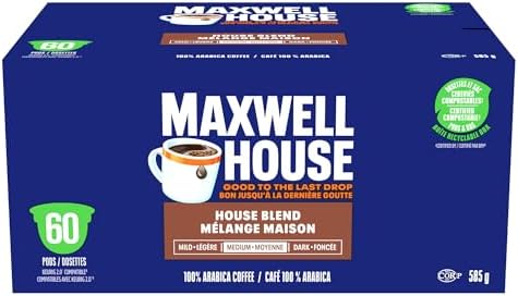Maxwell House House Blend Coffee – Lot de 60 dosettes de café K-Cup certifiées compostables