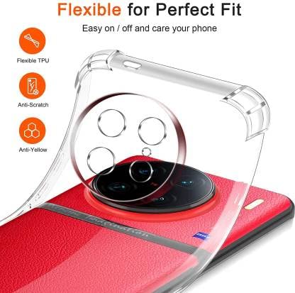 Image of for vivo X90 5G Case,vivo X90 5G Phone Case Clear Transparent Reinforced Corners TPU Shock-Absorption Flexible Cell Phone Cover for vivo X90 5G - Transparent