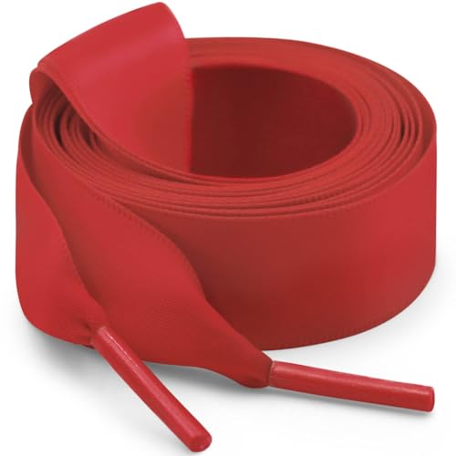 Image of Flat Satin Ribbon Shoelaces WEGOODZF 2cm Wide Shoestrings for Women Girls[2 Pair]