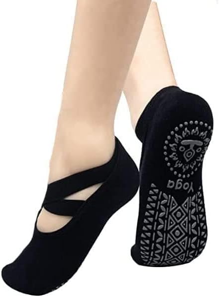 Quarter Length Yoga Socks with Grips, Non-Slip Dance and Pilates Fitness Socks, Multi Color