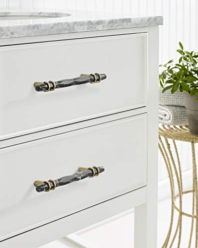 Image of Amerock 5-1 /16 inch Carrione Marble Black /Golden Champagne Drawer Pull