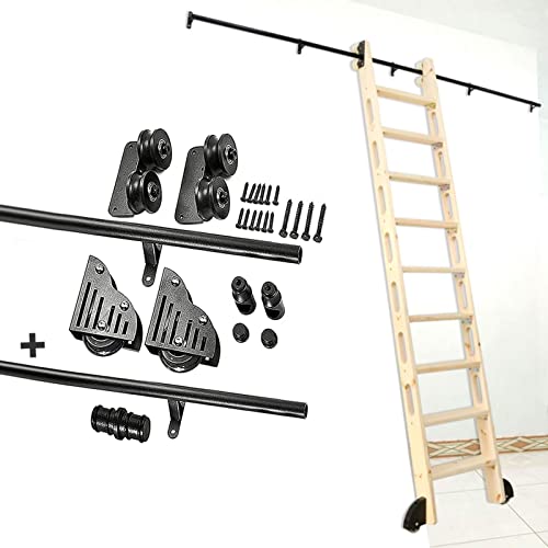 Kit MiroDo para escalera de biblioteca con ruedas para suelo y puerta de granero 2