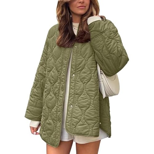 Womens Lightweight Quilted Puffer Jacket Oversized Casual Coat with Pockets