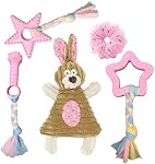 Volacopets Puppy Toys for Teething, Puppy Chew Toys for Small Dogs, Crinkle Dog Toys Small Breed Boredom and stimulating, Dog Toys for Small Dogs, Pink, 5-Pack
