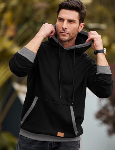 JMIERR Men's Cotton Casual Hoodies Sweatshirts Fashion Long Sleeve Drawstring Fleece Pullover Hoodie with Pockets3