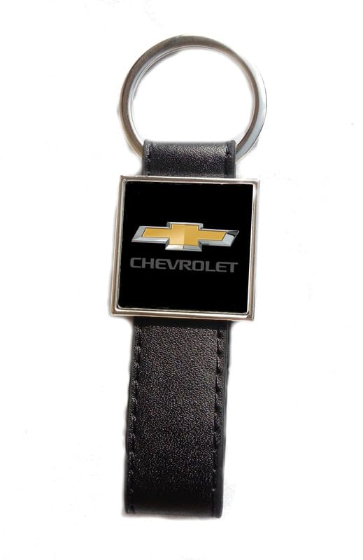 Print Corner Porte-clés Acier/Simili Cuir Classic compatible avec - Chevrolet (Noir)