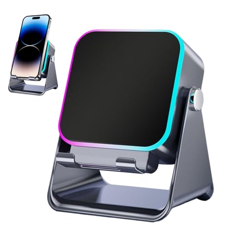 Altavoz de inducción inalámbrico, estación de audio plegable con luz, soporte para teléfono celular con altavoz de 10 W, para casa, oficina, viajes, Navidad, cumpleaños, hombres, mujeres, novios y